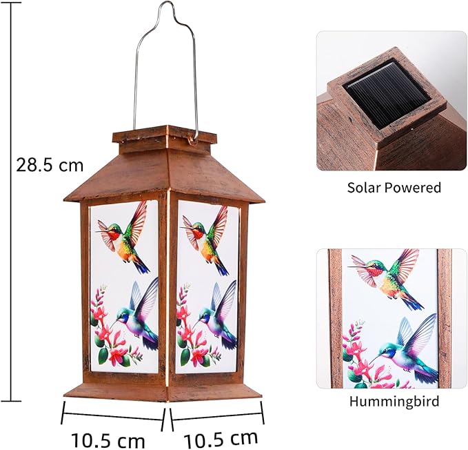JOBOSI Solar Lantern Hummingbird, Portable Decorative Gift, Solar Light, Gifts for Mom, Women, Grandma, Garden Yard Lawn Decoration, Christmas and New Year Gift