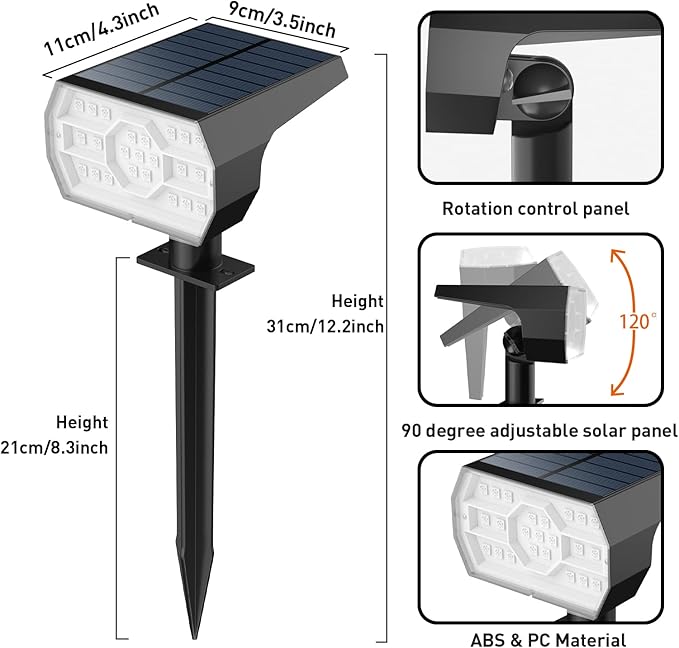 4-Pack Solar Spotlights, Landscape Lights