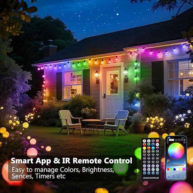 25ft LED Patio String Lights, Waterproof Outdoor