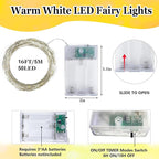 50 LED Christmas Twinkle Lights, 16ft Waterproof for Patio
