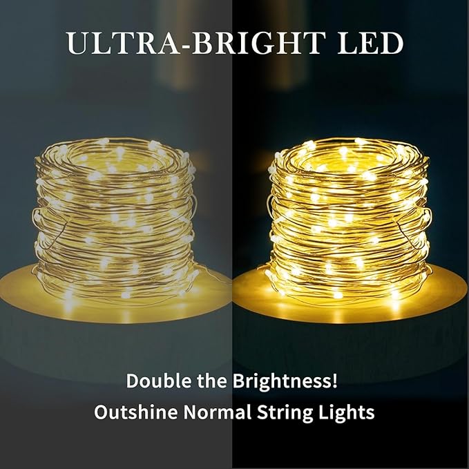 Christmas String Lights, 16ft 50 LED Waterproof Twinkle Lights