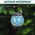 Mosaic Solar Hanging Lanterns, Metal Garden Decor