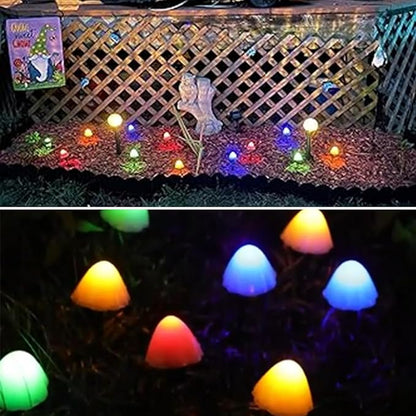 OZS 2PK 32LED 55FT Mushroom Solar Garden Lights Outdoor, Solar String Lights Waterproof with 8 Lighting Modes, Solar Garden Decor for Outside, Pathway Light for Yard Decoration (Multicolor)