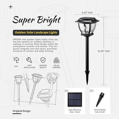 Solar Pathway Lights, Super Bright Solar Lights Outdoor Waterproof, 4 Pack Glass Solar Garden LED Lights, Landscape Lighting Decorative for Path, Yard, Patio, Walkway, Driveway,Slate Black