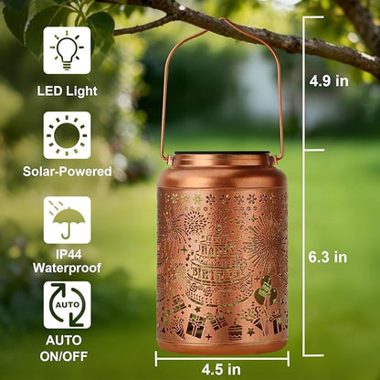 Birthday Gifts for Women Mom Grandma, Happy Birthday Gifts for Women, Solar Lantern Outdoor Waterproof Gardening Decor Hanging Solar Lights Yard Decorations Outdoor, Backyard, Patio