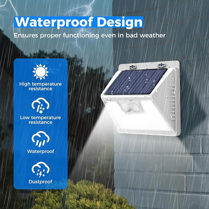 Peasur 5 Pack Solar Lights for Outside, Motion Sensor Outdoor Lights, 140LED Solar Security Lights 3 Working Modes, Solar Lights Outdoor Waterproof for Outside Garden Yard Fence (White Frame)