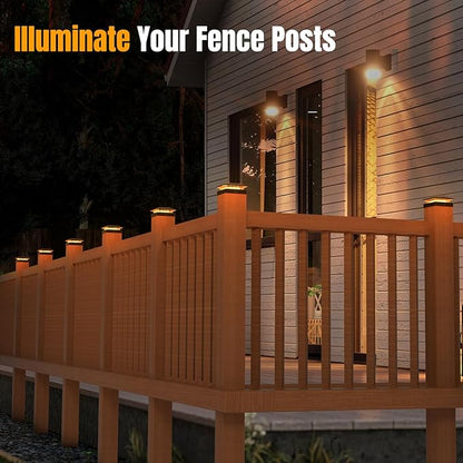 4x4 Solar Post Cap Lights Outdoor [4 Pack Waterproof IP65], 3 Lighting Modes for Fence Deck Patio Garden Decor, Dusk-to-Dawn Solar Powered Post Lights Fit 4x4 Wood/Vinyl