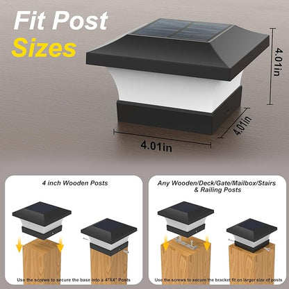 T-SUN Solar Post Cap Lights, Outdoor Waterproof LED Lights for 4x4 Wooden Posts, Deck, Fence, Garden, Mailbox – Eco-Friendly, Made from Recycled Materials, Sustainable Solar Fence Post Light (12 Pack)