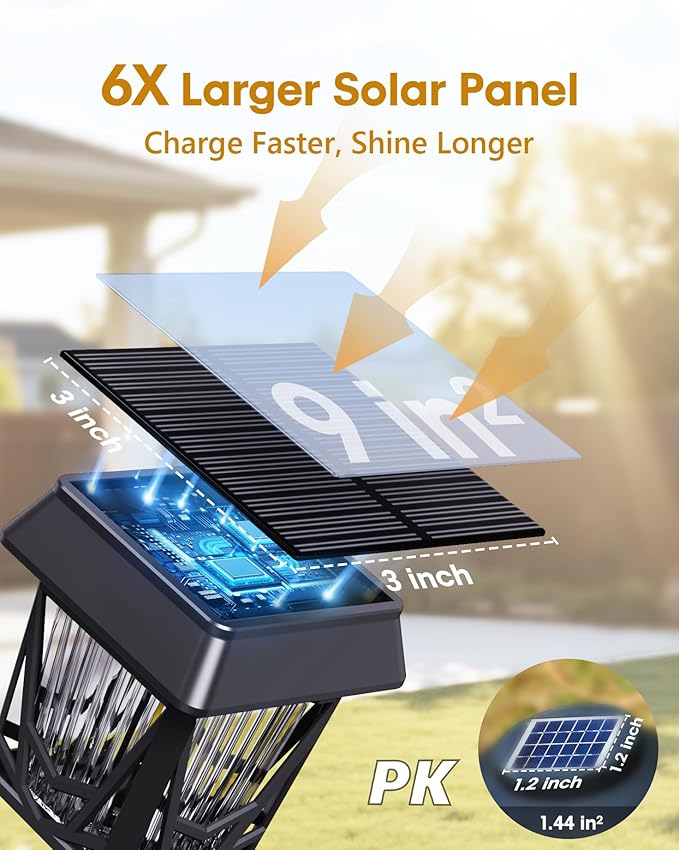 Solar Pathway Lights, Outdoor Lights Waterproof 6 Pack, Large Solar Panel, Type-C Fast Charge, 36H Long Lasting, Auto On/OFF, Dimmer & Breathing, Outdoor Lamp for Path/Patio/Backyard/Garden Decoration