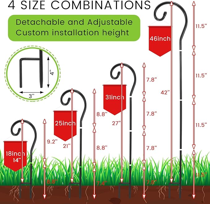 24-Pack 46" Shepherd's Hooks, Heavy-Duty Garden Stakes
