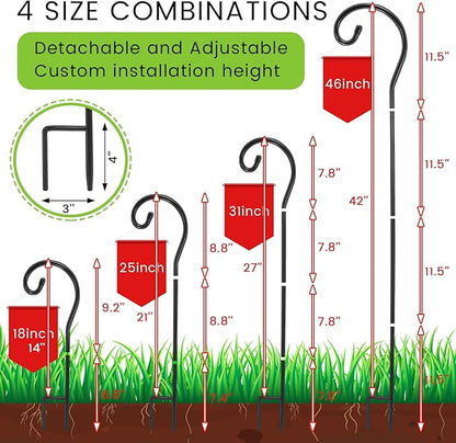 24-Pack 46" Shepherd's Hooks, Heavy-Duty Garden Stakes