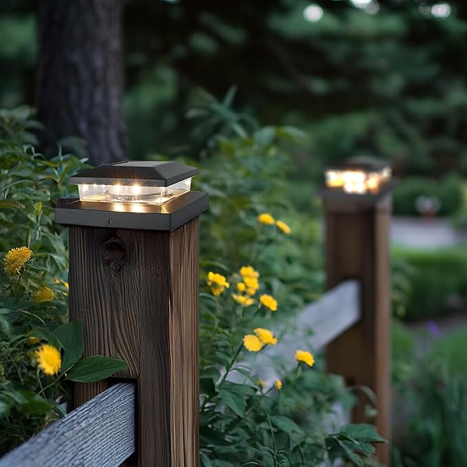 TW SHINE Solar Post Cap Lights Outdoor, 12 Pack Waterproof Solar Powered Deck Fence Post Lights, Warm White Post Light for Garden Patio Porch for 4x4, 5x5 or 6x6 Wooden Posts