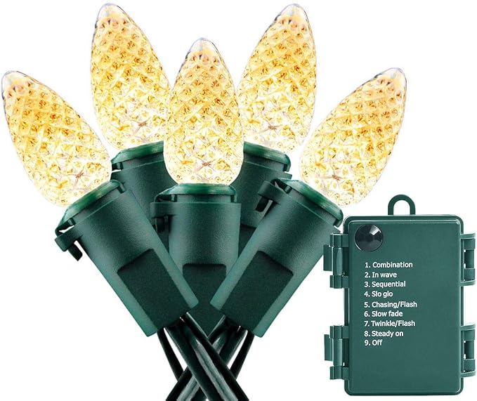 Warm White Christmas Lights, 18ft LED 8-Mode