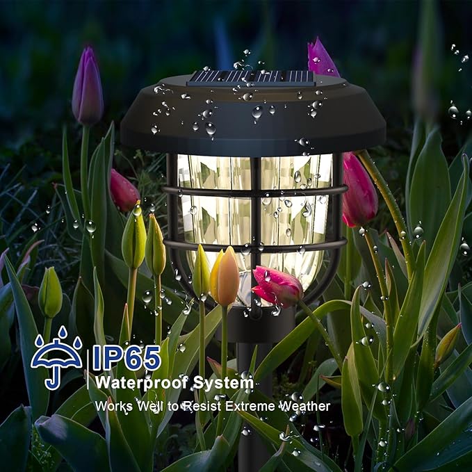 pearlstar Large Solar Pathway Lights Outdoor Waterproof 8 Pack Super Bright Solar Landscape Path Lights for Garden Lawn Walkway Driveway