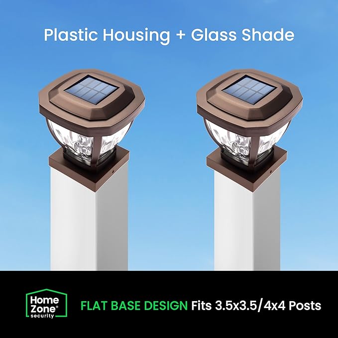 Solar Post Cap Lights, Bronze Waterproof