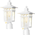 White Solar Post Lighting Fixture, Outdoor Post Lighting