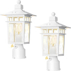 White Solar Post Lighting Fixture, Outdoor Post Lighting