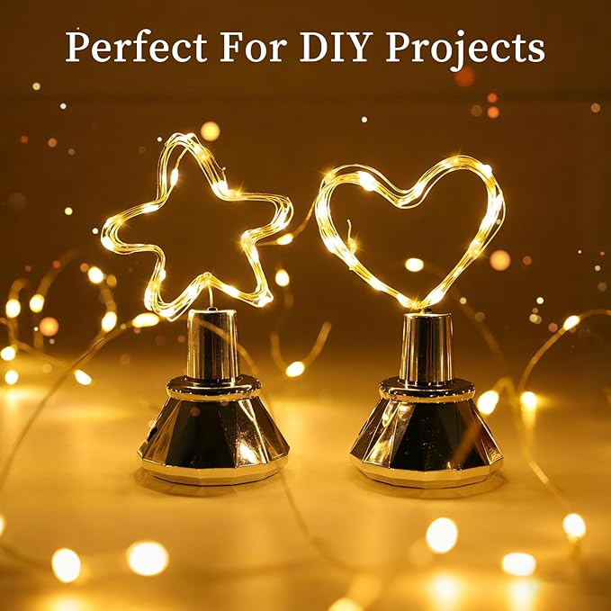 ANGMLN Solar Diamond Shaped Wine Bottle Cork Lights 10 Pack Solar String Fairy Lights Outdoor Waterproof for Wedding Holiday Garden Patio Pathway Bar Concert Indoor Outdoor Decorative (Warm White)