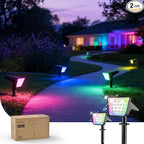 2-Pack 18 LED Solar Yard Spotlights, Waterproof