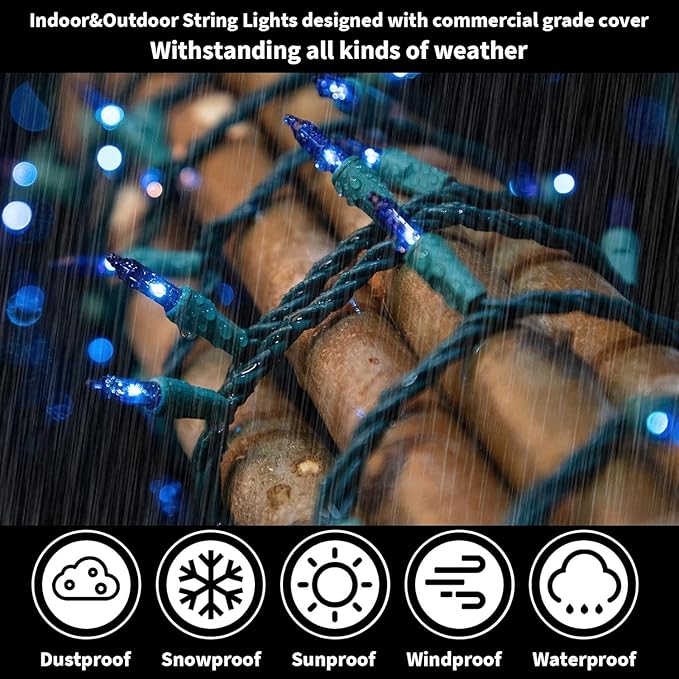 20ft Christmas LED String Lights, Waterproof Timer Lights