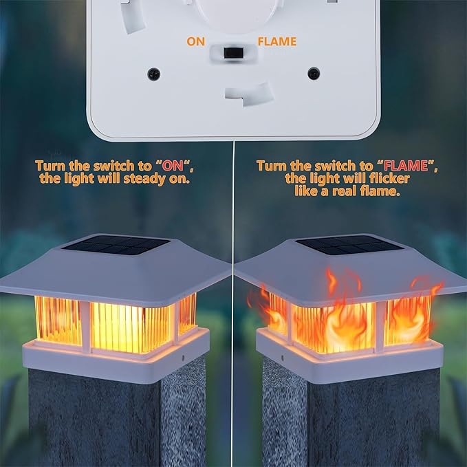 2-Pack Solar Post Cap Lights, White Waterproof