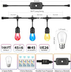 G40 Globe Patio Lights, 144ft LED Bulbs