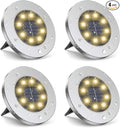 4-Pack Warm White In-Ground Solar Lights, Flat LED Walkway