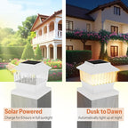 Solar Post Cap Lights 4-Pack, Waterproof LED