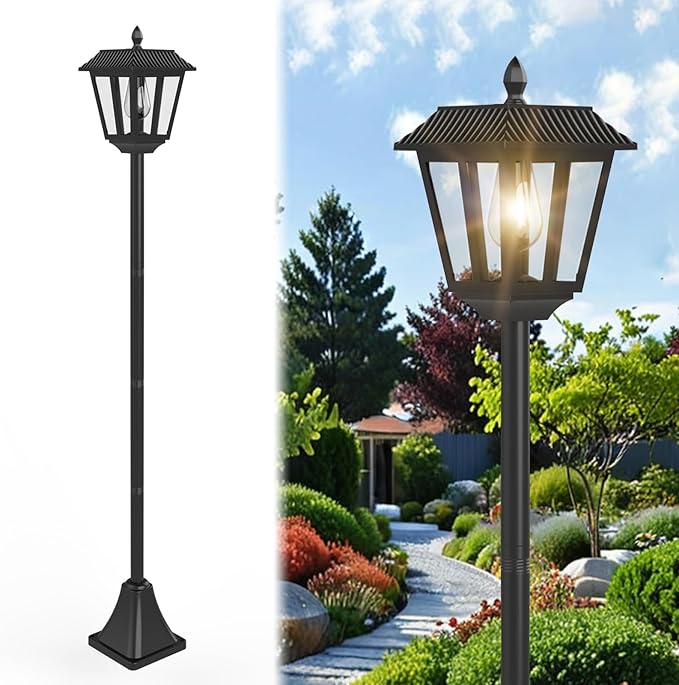 Solar Lamp Post Lights Outdoor Waterproof, 70" Tall Solar Light Poles for Outside, Decorative Floor Lamp Lighting for Garden Patio Yard Lawn Pathway Driveway, Warm White