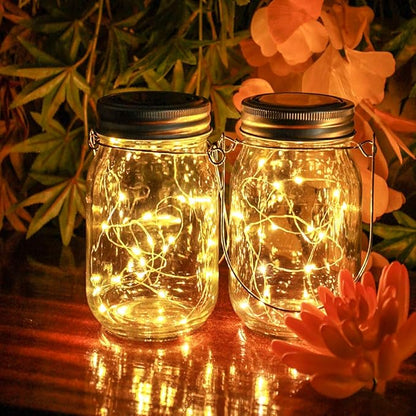 Upgraded Solar Mason Jar Lid Light,Multicolor 30LED Light String Fairy Firefly Jar Lid Light (3 Colors) Including 12 Hangers(Excluding Jars) Best for Mason Jars Terrace Garden Decoration