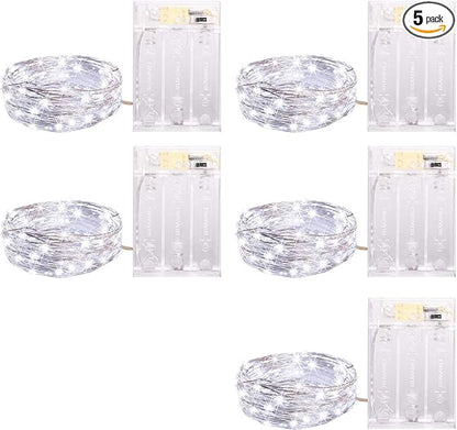 5-Pack Christmas String Lights, 20 LED Waterproof Twinkle Lights