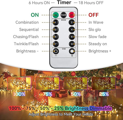 33ft Christmas LED String Lights, Waterproof Timer Lights
