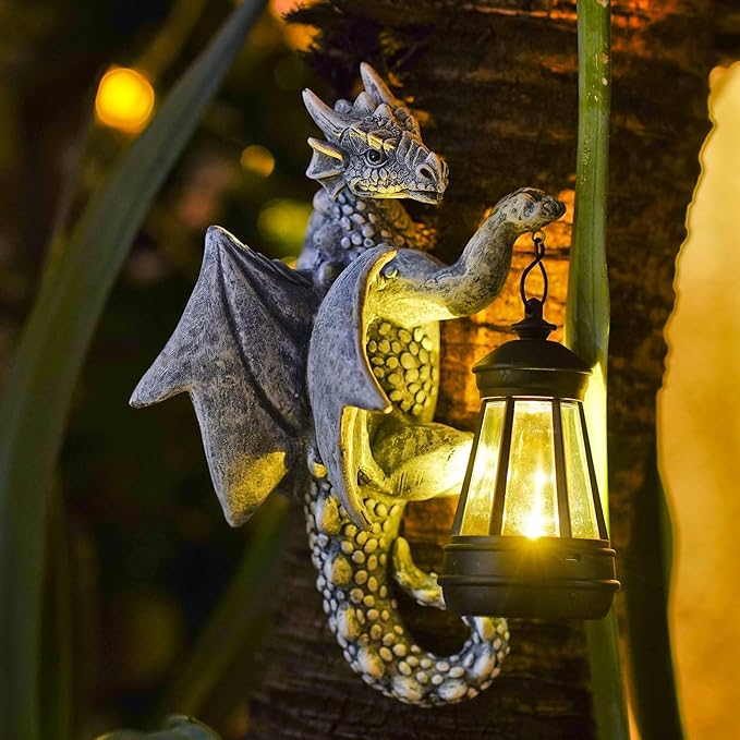 Dragon Tree Hugger Garden Decor - 9.3 Inch Garden Statues Lawn Ornaments for Outside Balcony Yard Art Outdoor,Garden Gifts for Women,Mom,Grandma