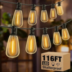 Café-Style Outdoor String Lights, 116ft Globe Bulbs