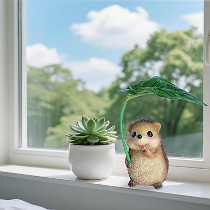 Solar Garden Statues Hedgehog Garden Decor Figurine Lights with Umbrella for Outside,Yard Decorations Outdoor Patio Decor,Gardening Gifts for Thanksgiving Christmas Mother's Day