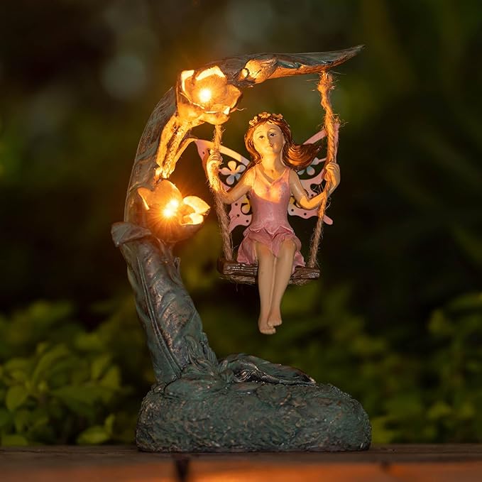 9.05" Flower Solar Lawn Figurine Light, Waterproof