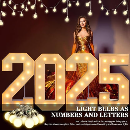 Retisee 6 Pcs Marquee Light String Bulbs13.8 ft Long for Marquee Letters Numbers 3 4 ft Tall Waterproof LED String Light for Indoor Outdoor Wedding Birthday Party Decor