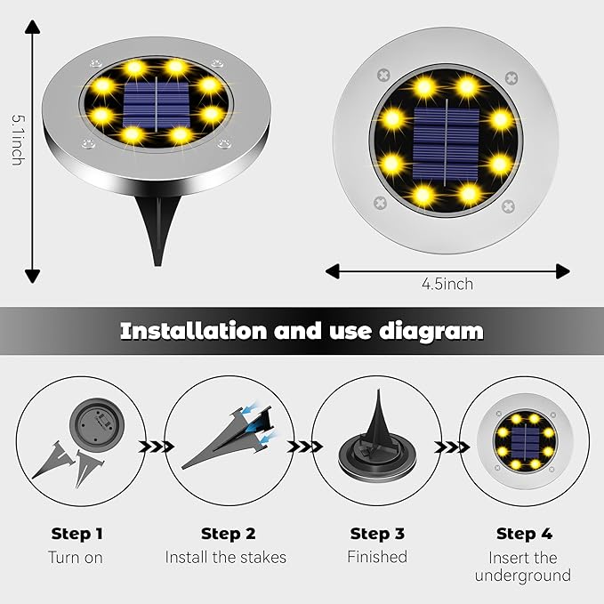 Solar Lights for Outside 16Pack, Solar Garden Outdoor Waterproof Pathway Bright In-Ground Lights Landscape Lighting Garden Decor for Yard, Patio, Driveway, Walkway Warm Light