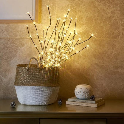 6PK Lighted Branches Brown Twig Stake with 120LED Warm White Lights, 30" Pathway Light for Outdoor and Indoor Use(Vase Excluded)