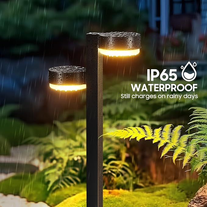 Solar Pathway Lights Outdoor Waterproof, 6 Pack with 12 Head Solar Lights Outdoor Super Bright Up to 12Hrs, Auto On/Off Garden Light for Yard Patio Path Walkway Driveway Outside Decor