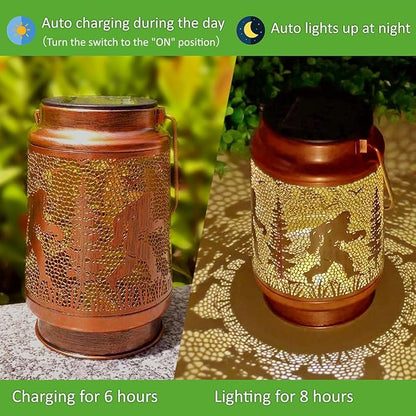 Bigfoot Solar Lanterns Outdoor Waterproof Hanging Solar Lights Big Foot Sasquatch Gifts for Men Women Metal LED Decorative Lanterns for Yard, Patio, Tabletop, Pathway, Landscape, Garden Decor