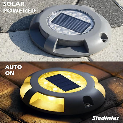 SIEDiNLAR Solar Deck Lights Dock Driveway Light LED Solar Powered Outdoor Waterproof Road Markers for Pathway Step Stair Garden Ground Sidewalk Yard 16 Pack (Warm White)