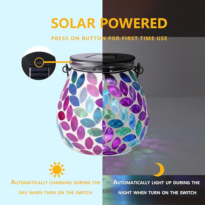 Mosaic Solar Lantern Set, Charming Porch Lighting
