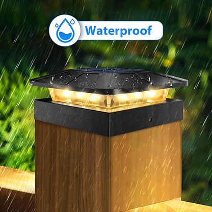 Peasur 4x4 Solar Post Cap Lights Outdoor 12 Packs, 3 Lighting Modes LED Post Light Solar Powered Waterproof, Fence Deck Lights for Wood/Vinyl Posts