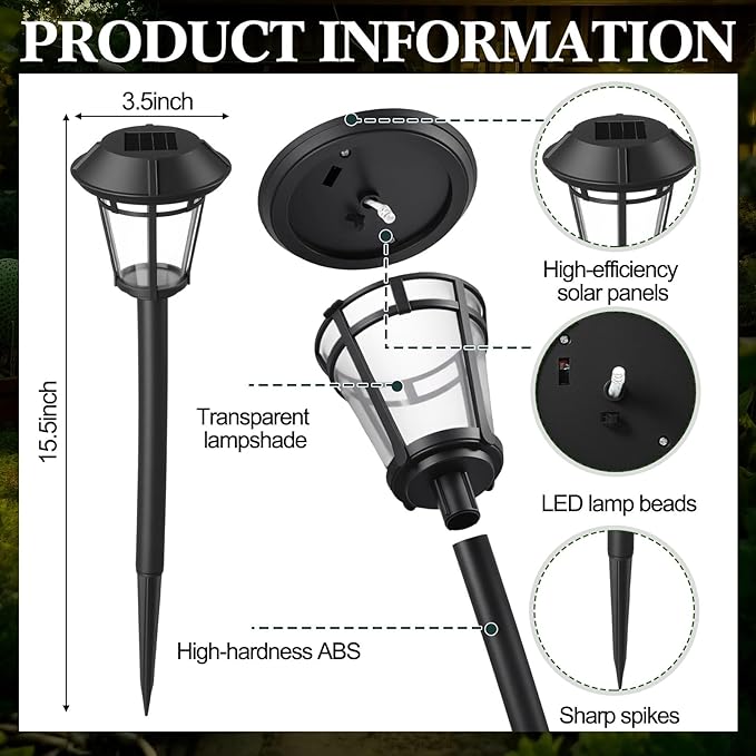 White Solar Pathway Lights 20-Pack, Walkway LED