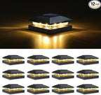 12-Pack Upgraded Solar Post Cap Lights for Fence, LED