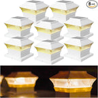 8-Pack Solar Post Cap Lights, Warm White Waterproof