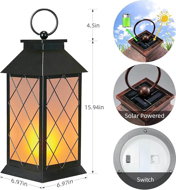 Classic Hanging Solar Lanterns for Yard, Waterproof LED