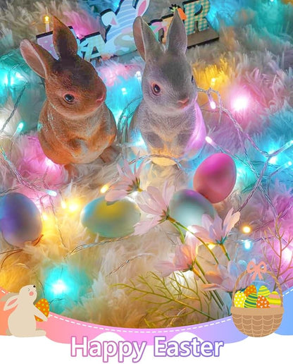 Easter Lights Battery Operated Twinkle Lights, 2 Pack 33FT 100LED Multicolor easter String Lights, 8 Modes Waterproof Pastel Light Indoor Outdoor, Fairy Lights for Room Garden Party Easter Decorations