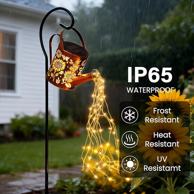 Sunflowers Solar Lights Outdoor Garden Sunflower Gifts, Gardening Gifts, Solar Watering Can Lantern for Garden, Patio, Yard, Pathway Lantern Plant Decoration